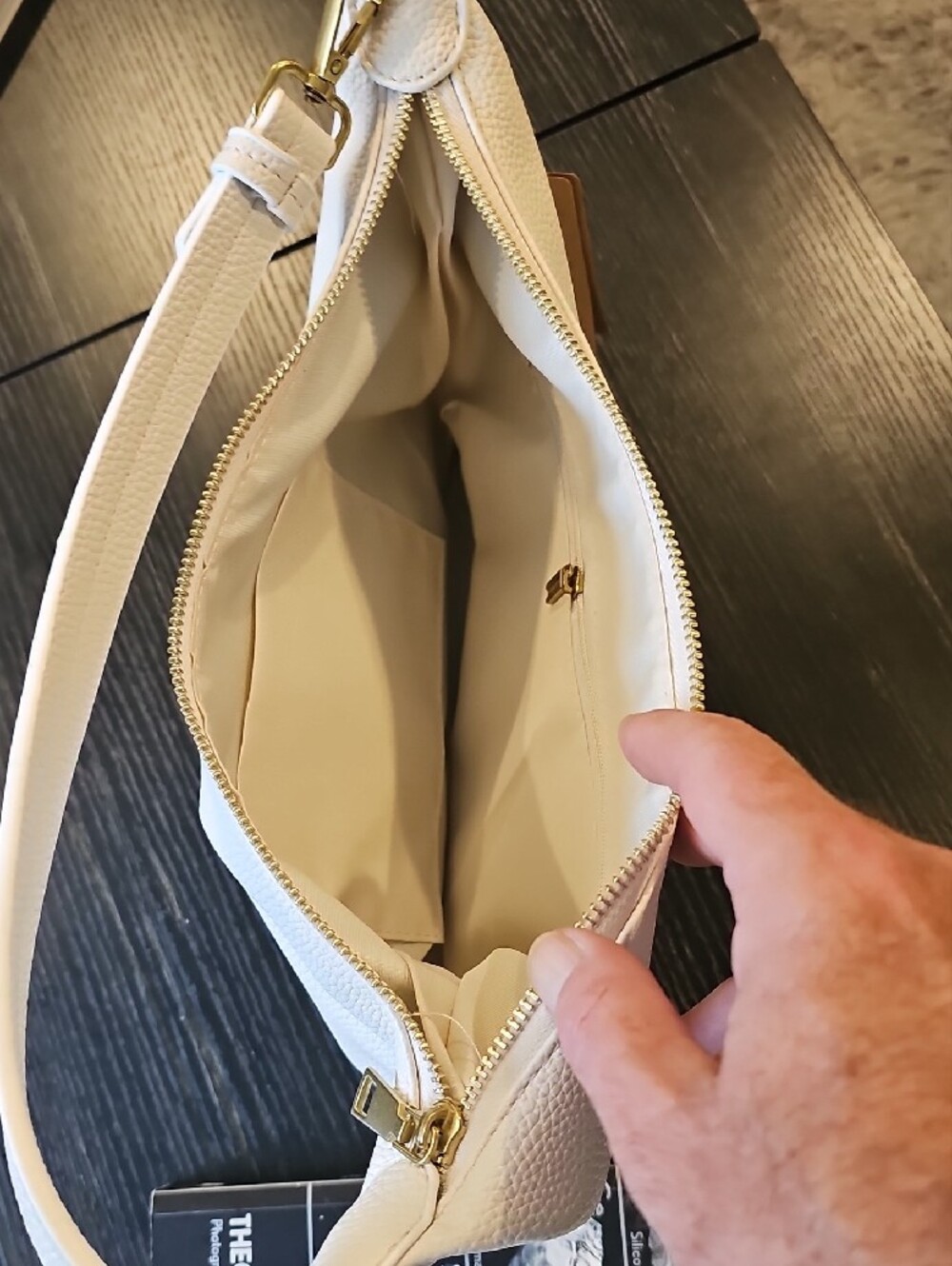 Cream Shoulder Hobo Bag - Minimalist Everyday Tote - Picture 7 of 7